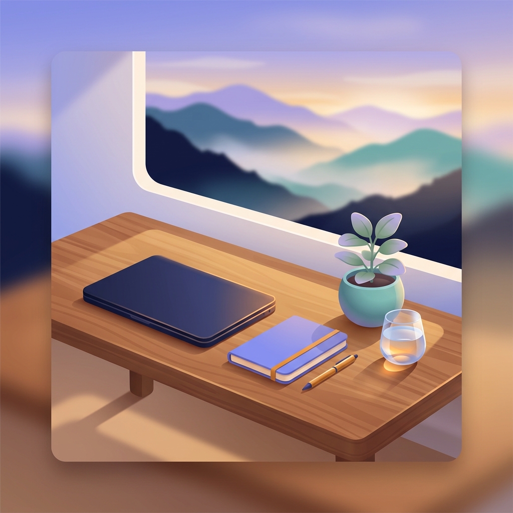 Clean minimal desk with only essential devices showing intentional digital lifestyle