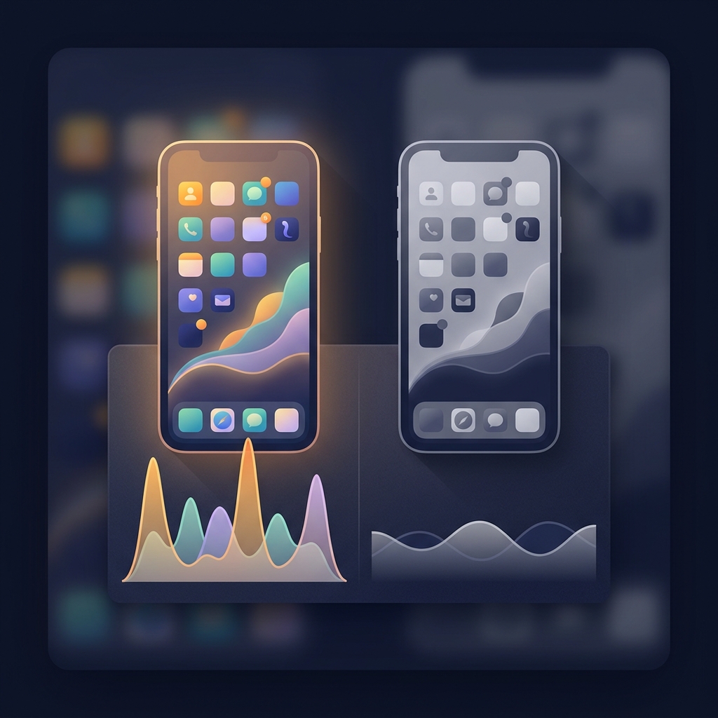 Phone in grayscale mode showing reduced visual appeal compared to colorful version