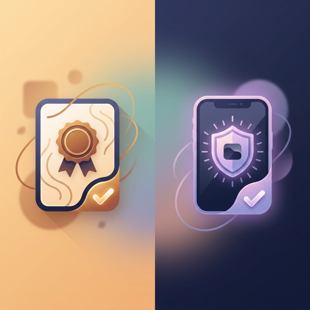 Visual comparison between self-exclusion program and website blocker app showing two protection methods